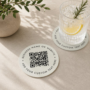 QR-code drinkviltjes Grijs scanbaar bedrijf Ronde Kartonnen Onderzetter