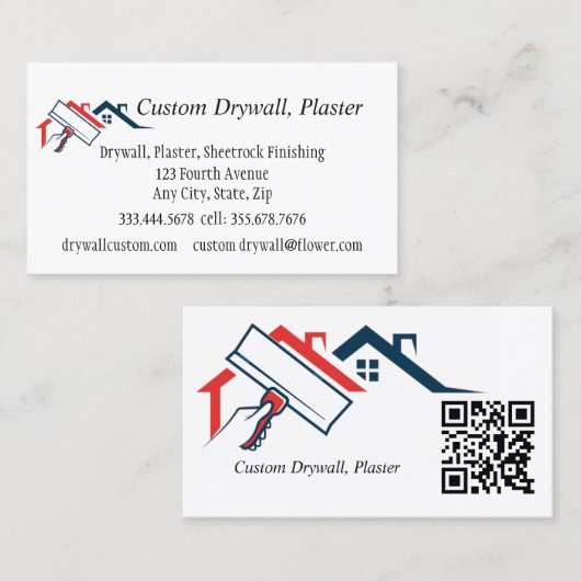 QR Code Drywall, Plaster, Sheetrock Finishing Visitekaartje (Voorkant / Achterkant)