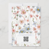 QR Code Dusty Blue Blush Pink Wildflower Wedding Kaart (Achterkant)