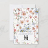 QR Code Dusty Blue Blush Pink Wildflower Wedding Kaart (Achterkant)