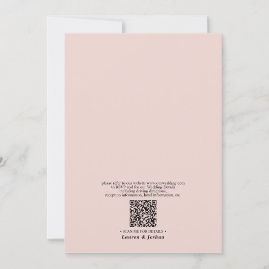 QR Code Dusty Blue Blush Rustic Wood Weddenschap Kaart (Achterkant)