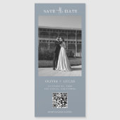 QR-code Dusty Blue Magnetic Wedding Sla de datum o (Voorkant)