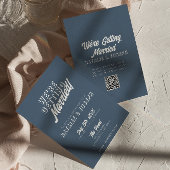 QR-code Dusty Blue Modern Fun Whimsical Wedding Kaart