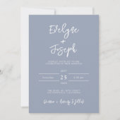 QR-code Dusty Blue Photo Boho Modern Wedding Kaart (Voorkant)