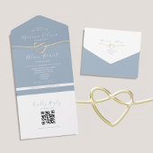 QR-code Dusty Blue Wedding All In One Uitnodiging