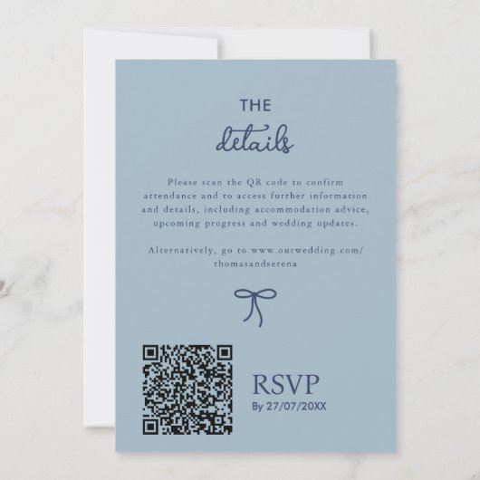 QR Code Dusty Navy Blue Wavy Hand getrokken ringen Kaart (Achterkant)