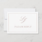 QR Code Dusty Roos Script Monogram Weddenschap RSV RSVP Kaartje (Voorkant)