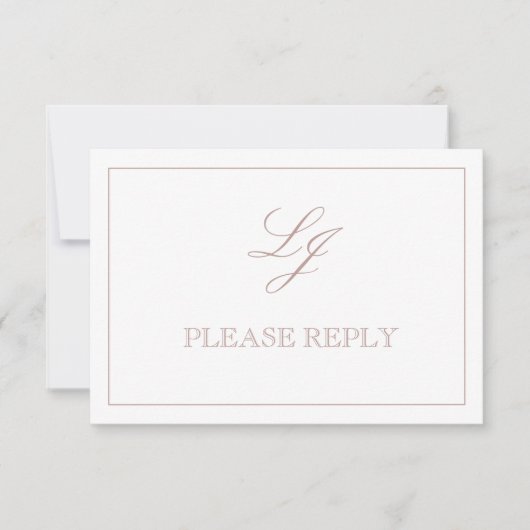 QR Code Dusty Roos Script Monogram Weddenschap RSV RSVP Kaartje (Voorkant)