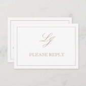 QR Code Dusty Roos Script Monogram Weddenschap RSV RSVP Kaartje (Voorkant / Achterkant)