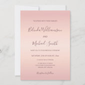 QR-code | Dusty Roze Eenvoudig Elegant Script Wedd Kaart (Voorkant)