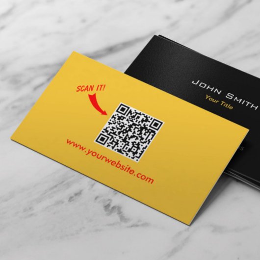 QR Code Easy Scan Plain Yellow Professional Visitekaartje