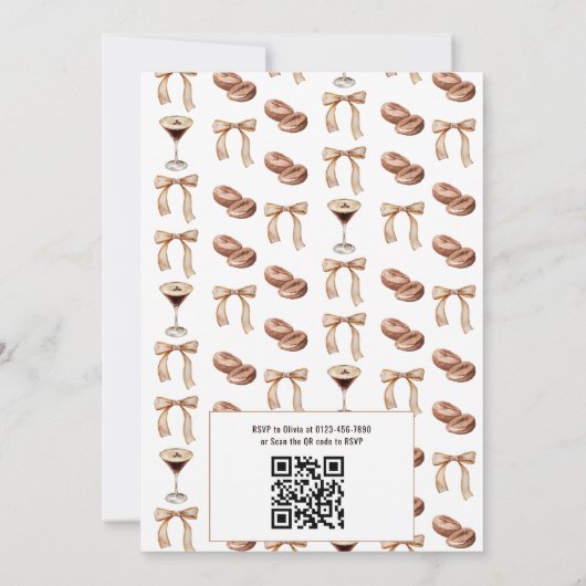 QR-code Een beetje oudere Espresso Martini Verjaar Kaart (Achterkant)