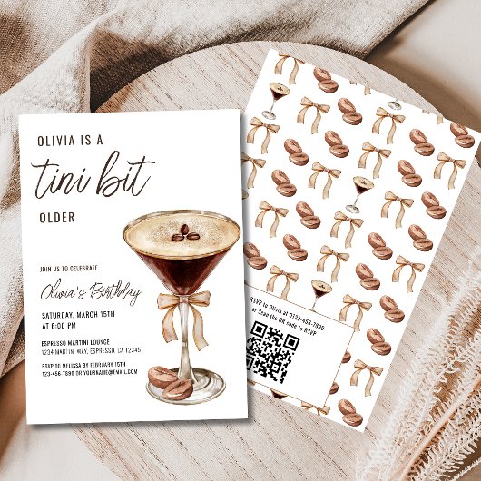 QR-code Een beetje oudere Espresso Martini Verjaar Kaart