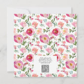 QR Code Een beetje Wildflower Roze Waterverf Douch Kaart (Achterkant)