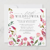 QR Code Een beetje Wildflower Roze Waterverf Douch Kaart (Voorkant)