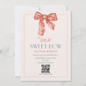 QR Code Eén Zoete Strik Pink Coquette Eerste Verja Kaart (Voorkant)