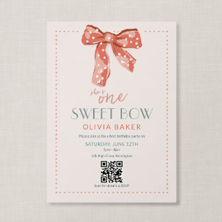 QR Code Eén Zoete Strik Pink Coquette Eerste Verja Kaart