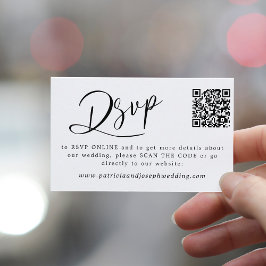 QR CODE eenvoudig elegant script bruiloft online r Informatiekaartje