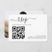 QR-code Eenvoudig fotohuwelijk RSVP Kaartje (Voorkant / Achterkant)