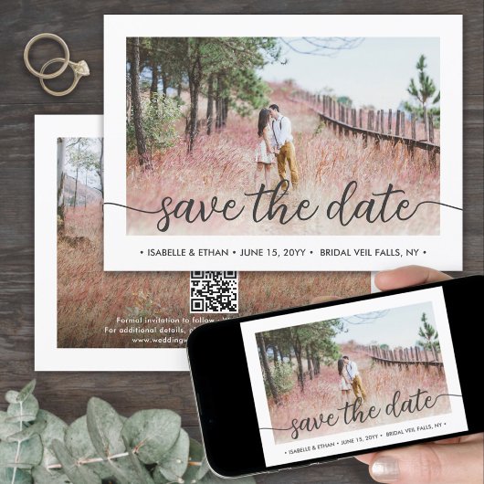 QR Code Eenvoudig handgeschreven script 2 Fotohuwe Save The Date