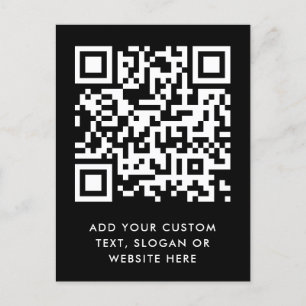QR-code Eenvoudig Jouw tekst Black Modern Briefkaart