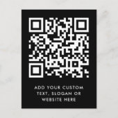 QR-code | Eenvoudig Jouw tekst Black Modern Briefkaart (Voorkant)