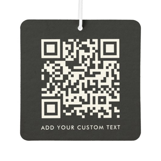 QR-code | Eenvoudig Jouw tekst Black Modern Luchtverfrisser (Voorkant)