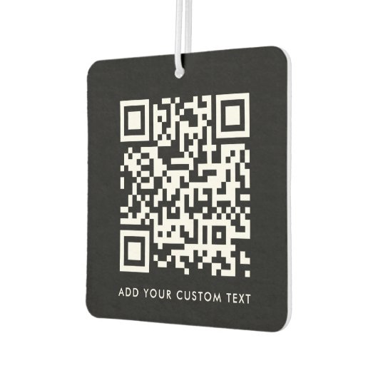 QR-code | Eenvoudig Jouw tekst Black Modern Luchtverfrisser (Links)