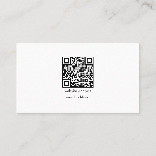 QR Code Eenvoudig Minimaal Wit Modern Business Log Visitekaartje (Achterkant)