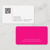 QR-code Eenvoudig modern Hot Pink Professional Visitekaartje (Voorkant / Achterkant)