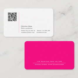 QR-code Eenvoudig modern Hot Pink Professional Visitekaartje