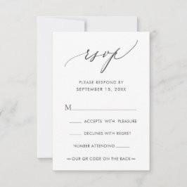 QR-code Eenvoudig modern kalligrafie bruiloft RSVP Kaartje