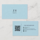 QR Code Eenvoudig Modern Minimaal Blauw Instagram Visitekaartje (Voorkant / Achterkant)