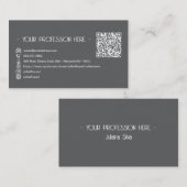 QR Code Eenvoudig Modern Minimaal Grijs Instagram Visitekaartje (Voorkant / Achterkant)