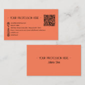 QR Code Eenvoudig Modern Minimaal Sinaasappel Inst Visitekaartje (Voorkant / Achterkant)