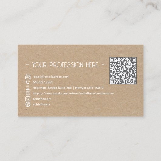QR Code Eenvoudig Modern Minimal Brown Instagram Visitekaartje (Voorkant)