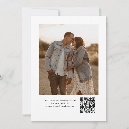 QR Code Eenvoudig Modern Minimalistisch Twee Foto Save The Date (Achterkant)