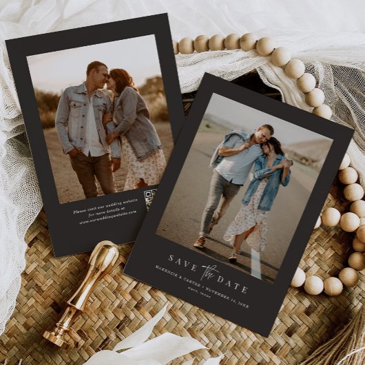 QR Code Eenvoudig Modern Minimalistisch Twee Foto Save The Date