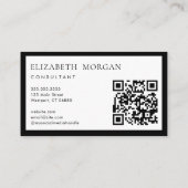 QR Code Eenvoudig Modern Zwart Wit Monogram Visitekaartje (Achterkant)
