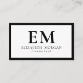 QR Code Eenvoudig Modern Zwart Wit Monogram Visitekaartje (Voorkant)