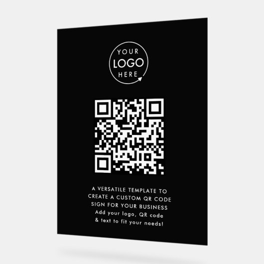 QR-code | Eenvoudig zwart voor zakelijke Logo Acryl Bord (Hoek)