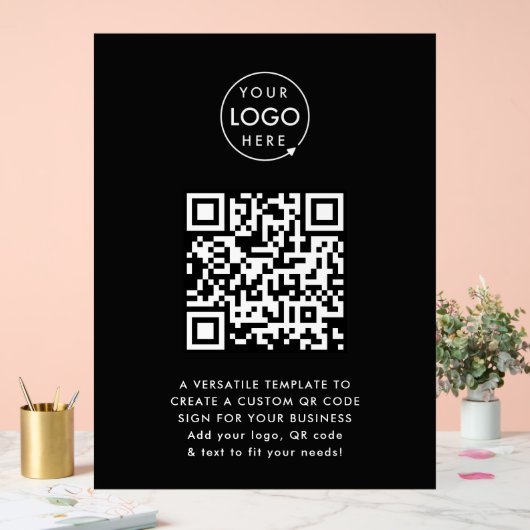 QR-code | Eenvoudig zwart voor zakelijke Logo Acryl Bord (Huwelijk)