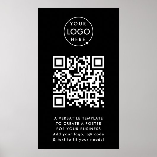 QR-code | Eenvoudig zwart voor zakelijke Logo Poster (Voorkant)