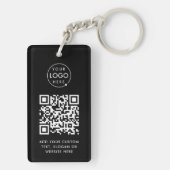QR-code | Eenvoudig zwart voor zakelijke Logo Sleutelhanger (achterkant)