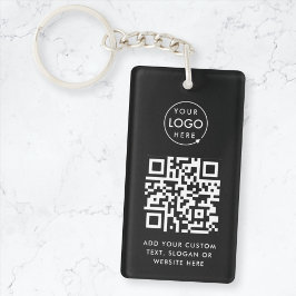 QR-code | Eenvoudig zwart voor zakelijke Logo Sleutelhanger
