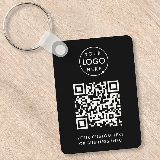 QR-code | Eenvoudig zwart voor zakelijke Logo Sleutelhanger