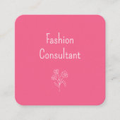 QR-code Eenvoudige Bloem Schattige Girly Roze Vierkante Visitekaartje (Voorkant)