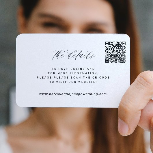 QR CODE — eenvoudige details van de elegante trouw Informatiekaartje