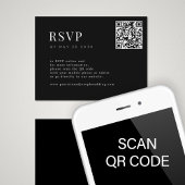 QR CODE eenvoudige elegante minimale zwarte bruilo Informatiekaartje