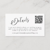 QR CODE eenvoudige elegante scriptgegevens bruilof Informatiekaartje (Voorkant)